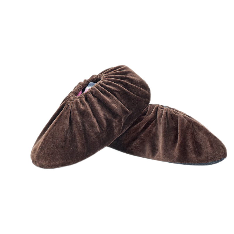 BAIGE Velvet Shoe Covers, Non-Slip, Thickened, Washable, Suitable for Computer Rooms, Sample Rooms, Workshops, Dust-Proof Shoe Covers for Machine Rooms And Students, Coffee Gray, 5 Pairs