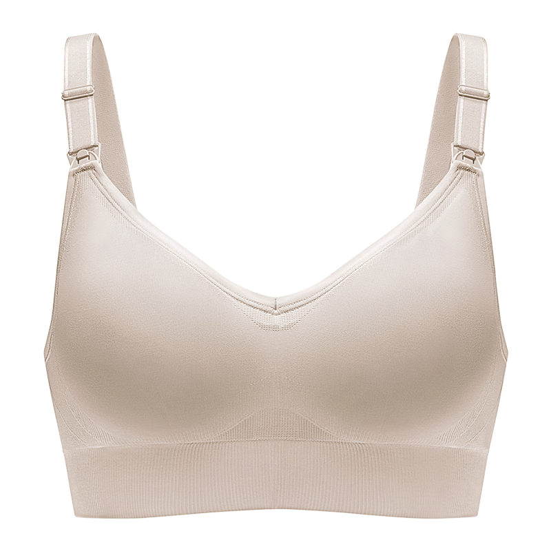 Babycare Nursing Bra, Maternity Underwear, Push-Up Front Closure, for Pregnancy And Postpartum Breastfeeding, Thin Four-Season Style, Cream Skin Color, Size M