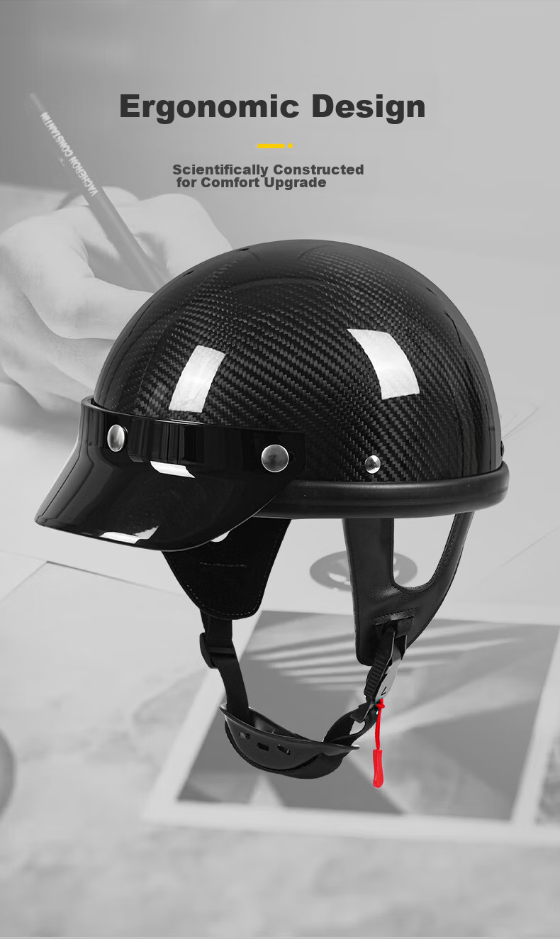 MYARMOR Carbon Fiber Electric Motorcycle Helmet New National Standard 3C Certified Summer Retro Half Helmet Unisex Lightweight Scooter Helmet Personalized Motorcycle Safety Helmet Black Gray Plaid XL  10