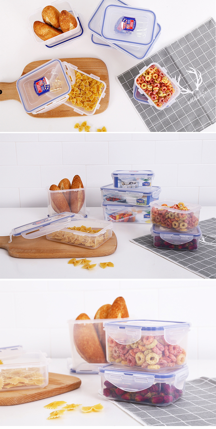 LOCK&LOCK Plastic Sealed Lunch Box, Refrigerator Storage Container, Food Storage Box, Transparent, 1.4L×2 Pieces 5
