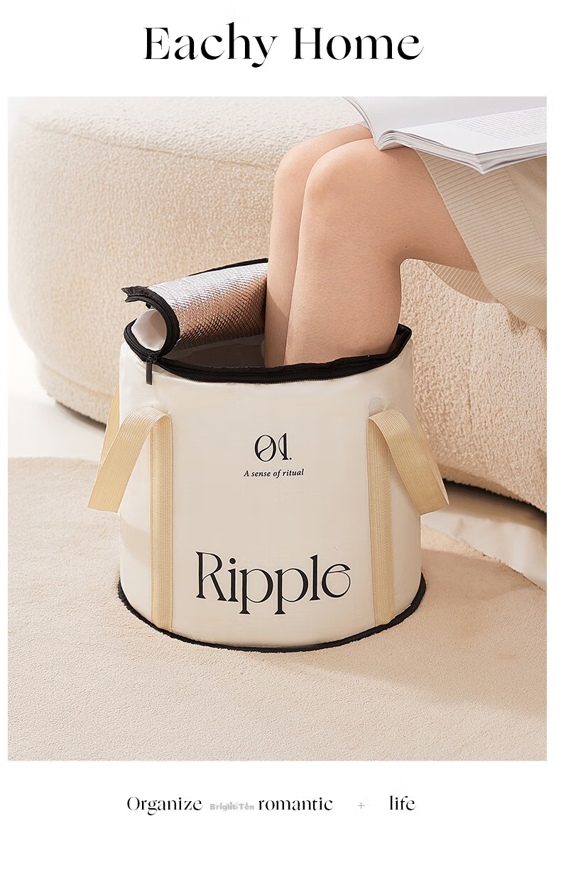 EACHY Foldable Foot Soaking Bucket, Calf Bath Tub, Foot Washing Basin, Deep Portable Home Use, Deep Insulated Foot Soaking Bag, Purple 9