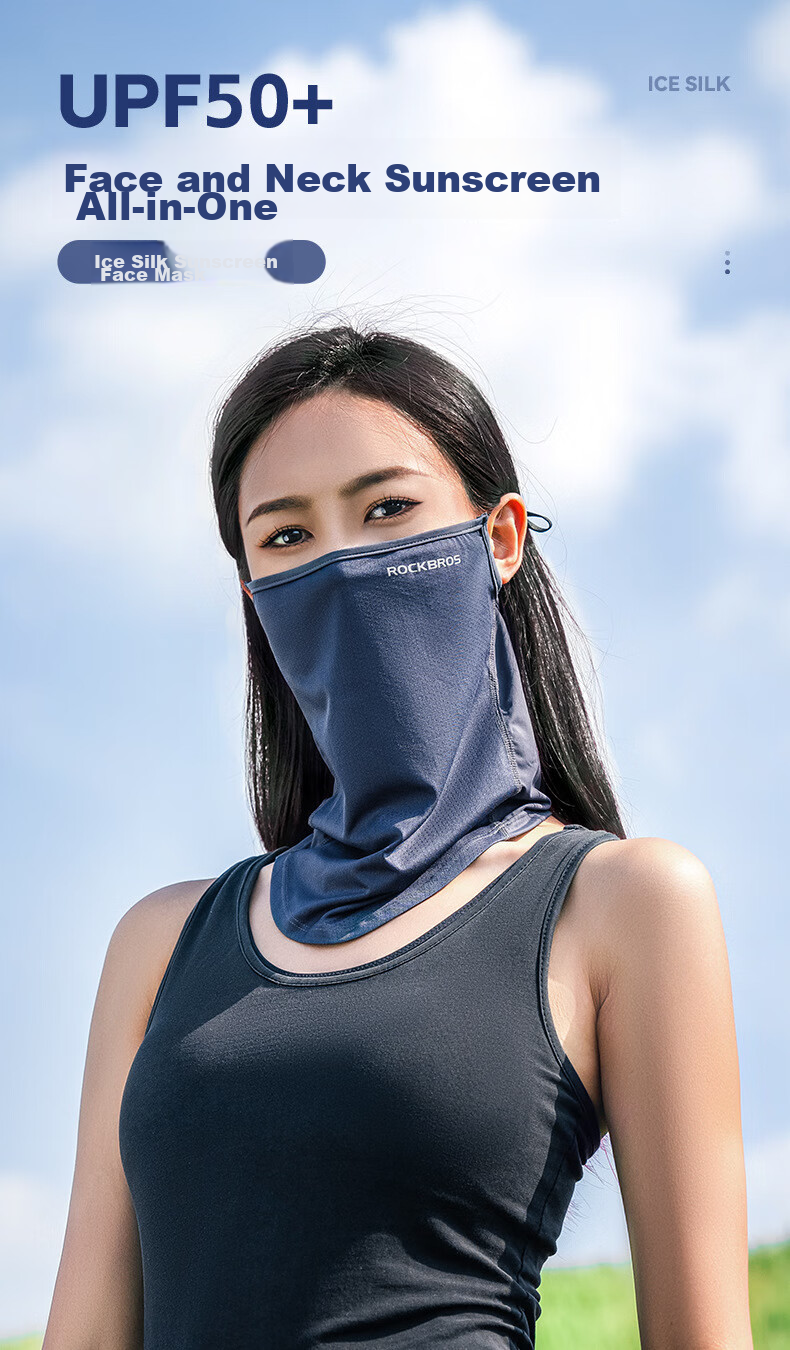 ROCKBROS Full Face Sun Protection Balaclava, Ice Silk Motorcycle Riding Neck Gaiter, Summer Unisex Fishing Face Mask, White 1