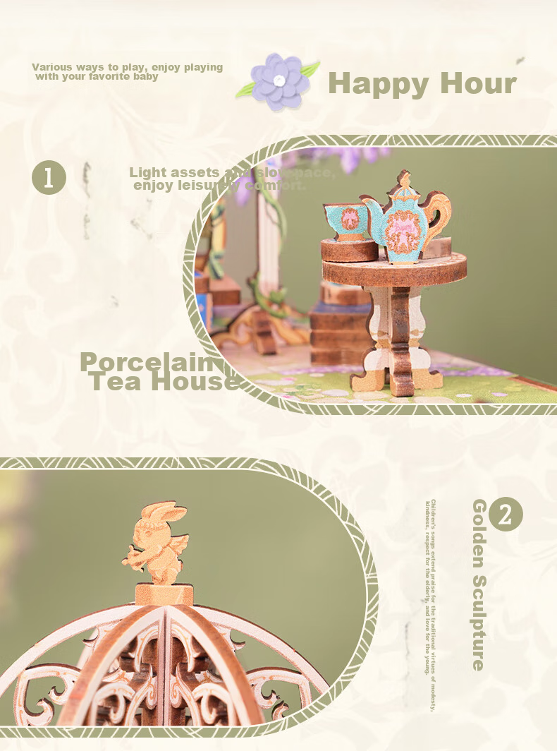 Tongqu Flower Dance Music Box Assembly Building Blocks Toy, Puzzle Musical Interlocking Model Ornament, Birthday Gift for Girls 7