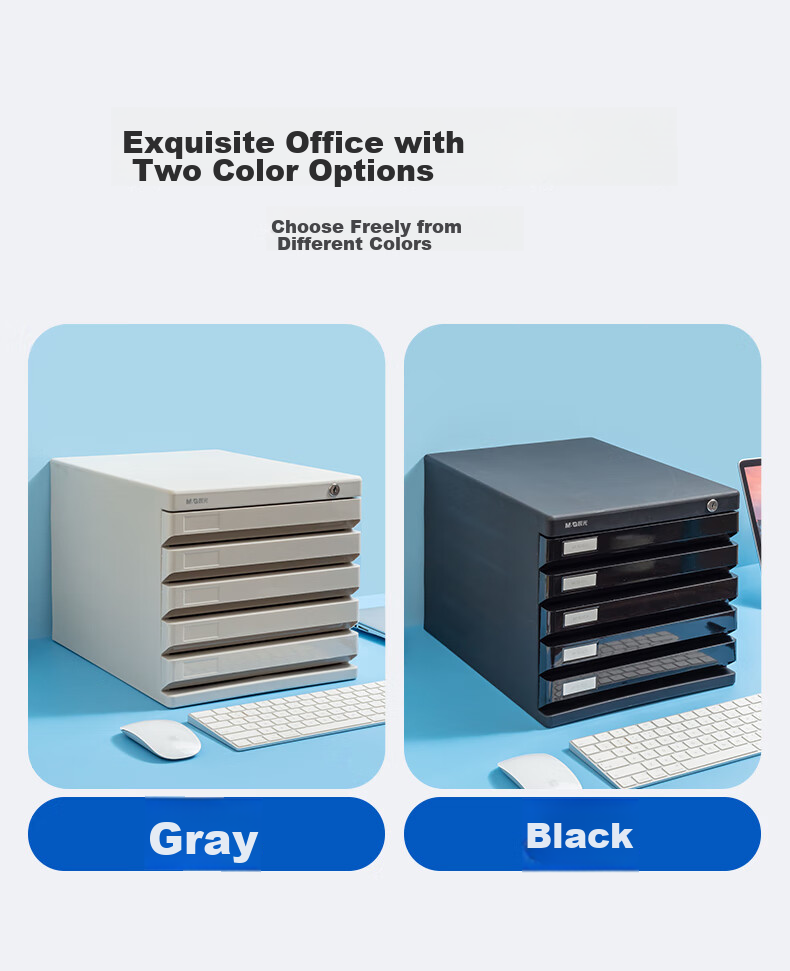 M&G Stationery, 5-Tier Desktop File Cabinet, Drawer-Style Handle A4 Document Storage Cabinet with Index Labels, Office Supplies, Black Single Pack ADM95298 11
