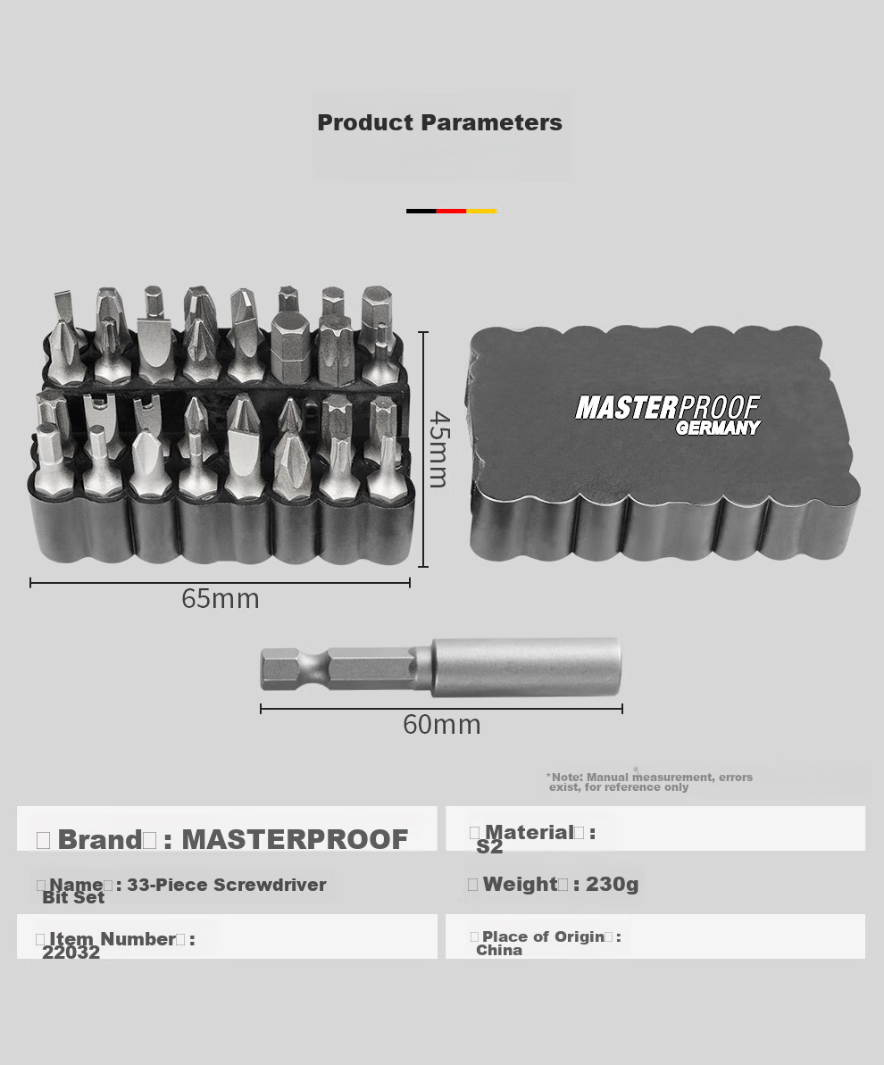 MASTERPROOF Screwdriver Set, Electric Flathead And Phillips Head, Hex Key, Strong Magnetic, Ultra-Hard Tool Kit with Repair Bits, Multi-Functional 11