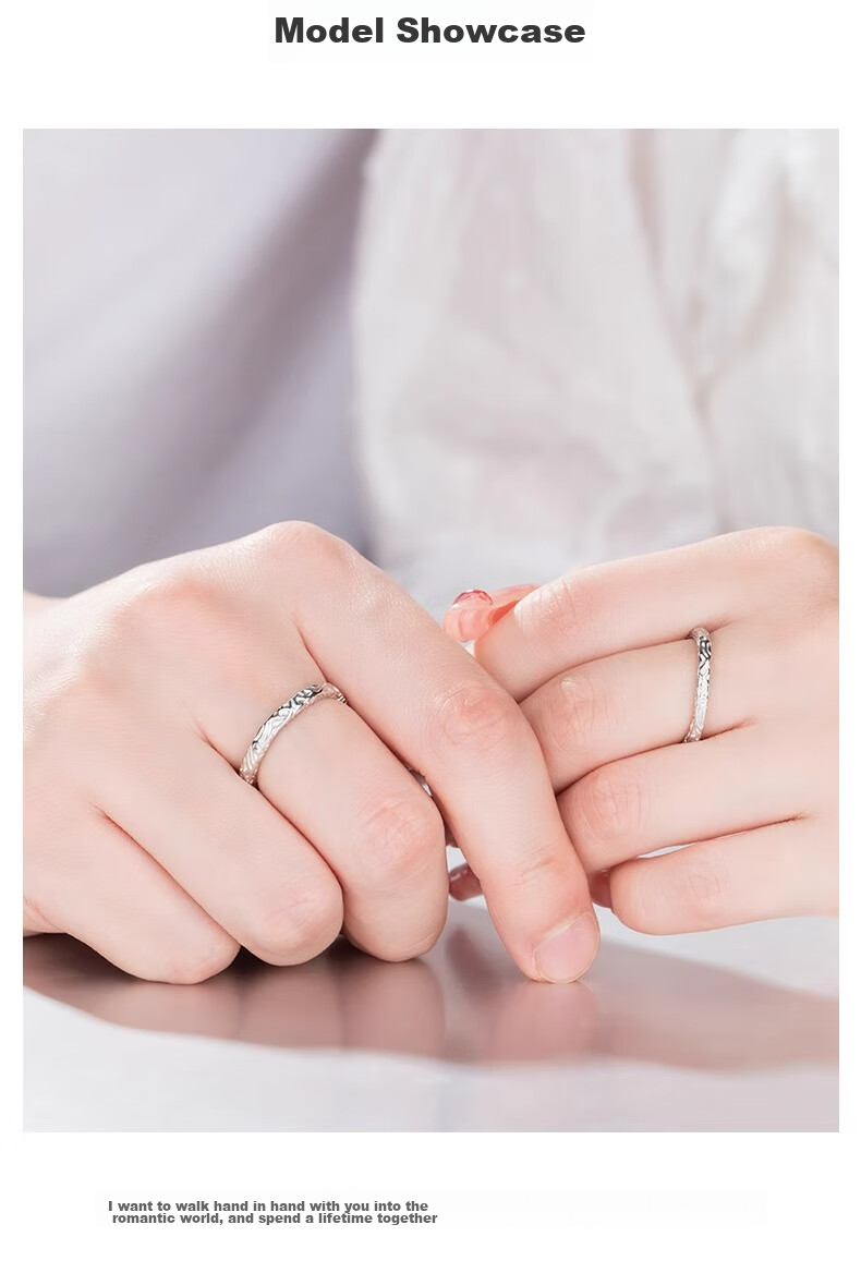 MANHE S999 Sterling Silver Couple Rings, One Pair Engagement Diamond Rings for Women And Men, Tail Ring, Valentine's Day Gift for Girlfriend 8