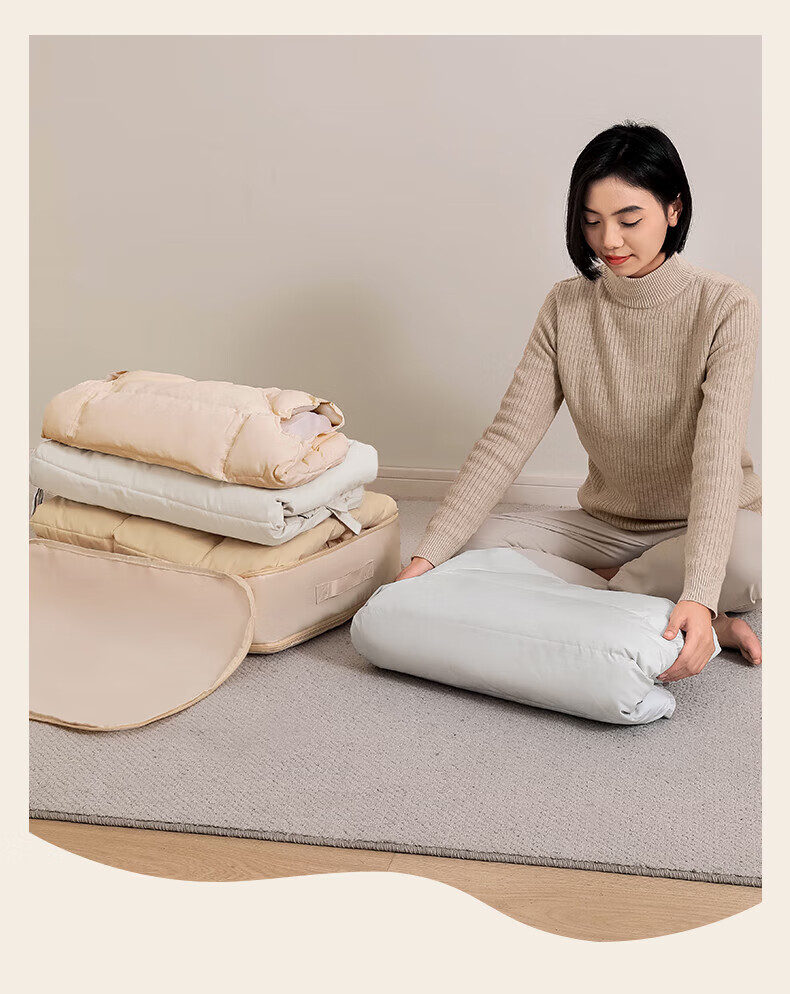 Bangnimeijia Compressed Storage Bag for Down Jackets, Clothes, Quilts, Moving And Packing, Oatmeal Color, Large Size 11
