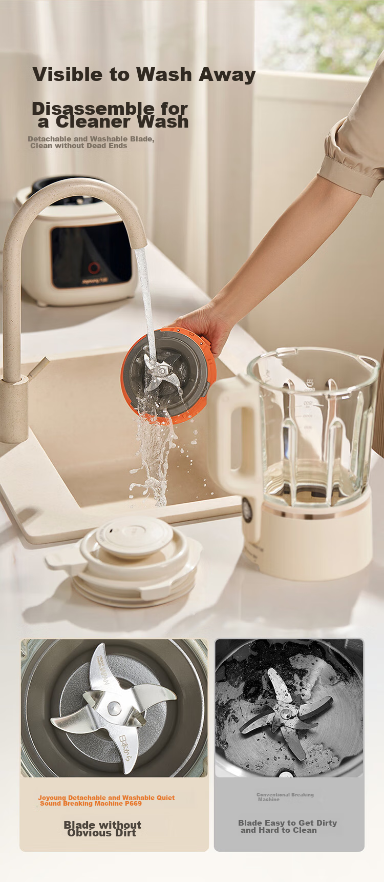 Joyoung High-Speed Blender, Home Use, Quiet Operation, Fully Automatic, Easy to Clean, 1.5L Capacity for Grains And Beans, Soy Milk Maker, P669 Model, Suitable for 2-4 People, with Subsidies 8