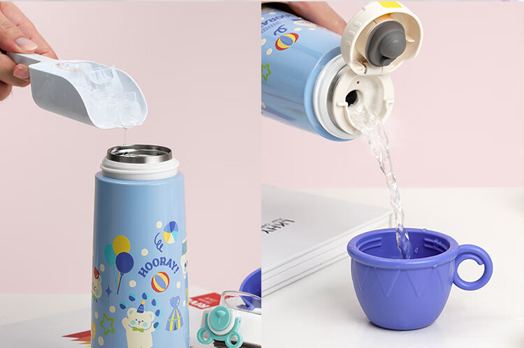 LOCK&LOCK Children's Insulated Cup, Elementary School Student Sports Water Bottle, Kindergarten Straw Cup, 316L Stainless Steel Cup, Blue, 500ML 9