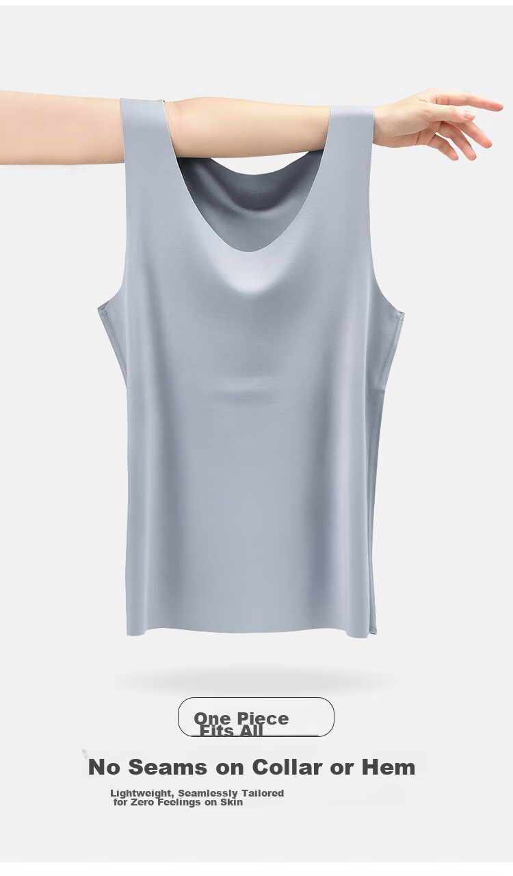 Modaier Sleeveless Tank Top for Men, Seamless Thin Style for All Seasons, Inner Wear, Athletic Undershirt, White Base Layer for Me 3