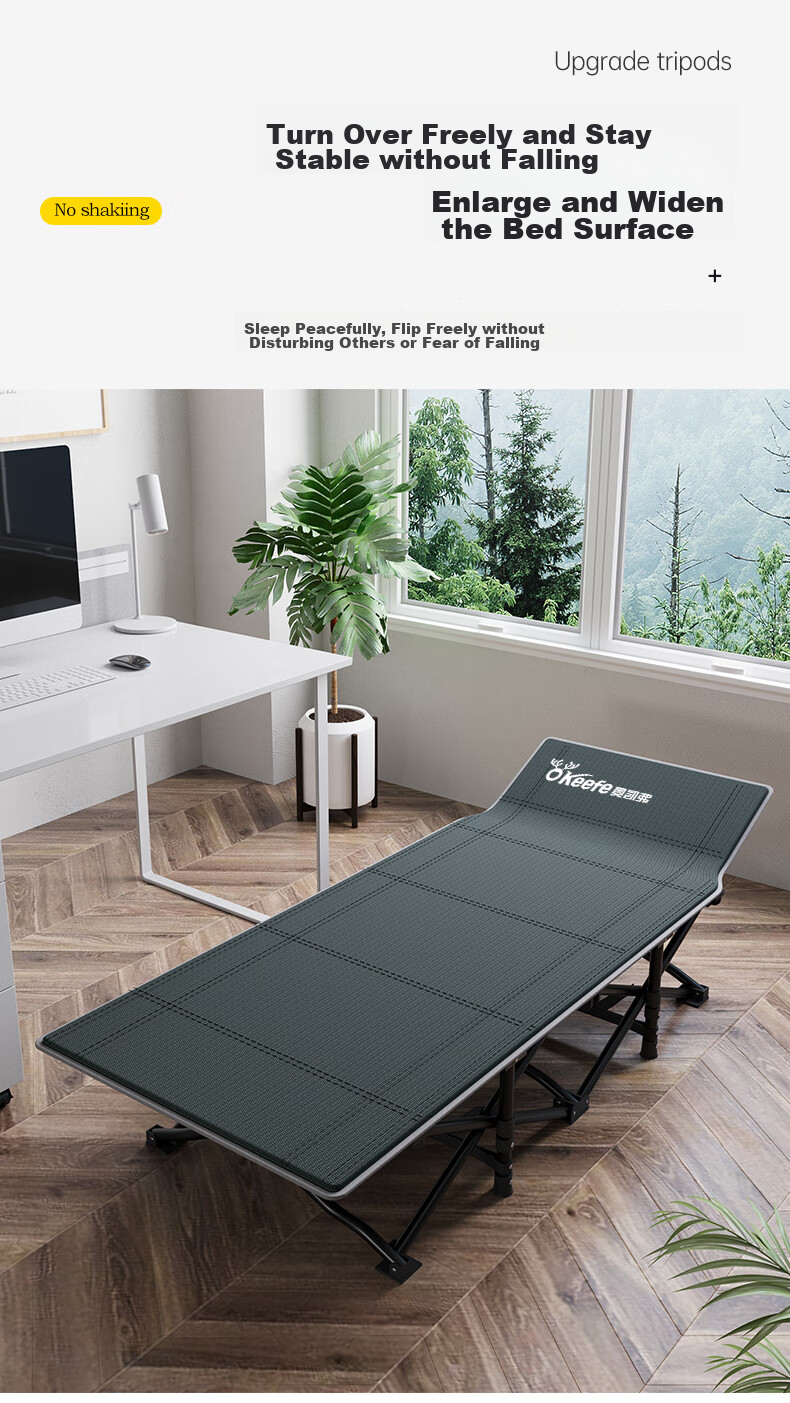 Okeefe Folding Single Bed, Office Nap Bed, Accompanying Care Simple Bed, Lounge Chair, Portable Outdoor Camping Bed, Pop-Up Style 9