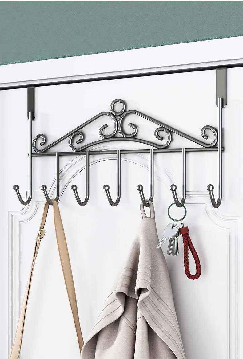 YOUQIN Door Hook, No Drilling Required, Over-The Coat Rack, Clothes And Hat Hanger for Behind The Door 16