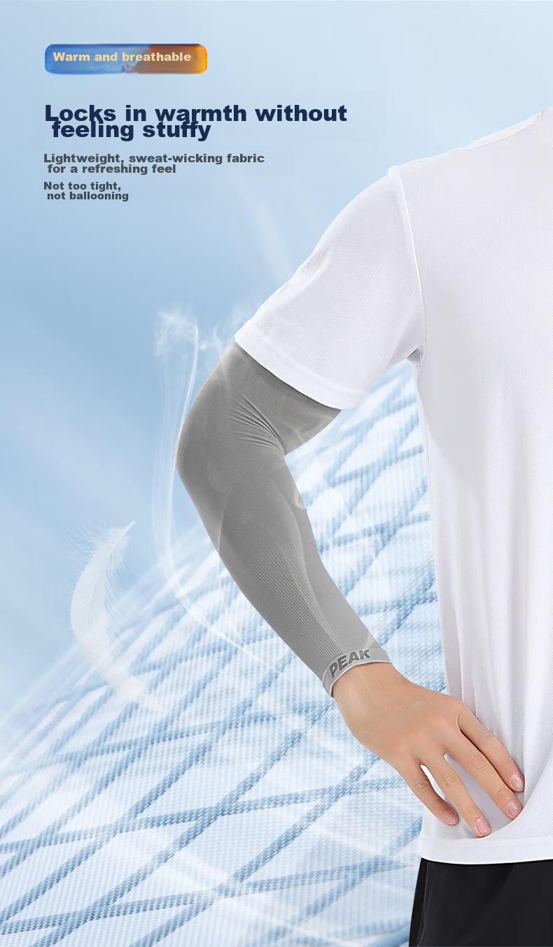 PEAK Ice Silk Arm Sleeves for Men And Women, UV Protection Arm Guards, Cycling Sun Protection YHZ4509 Gray 10