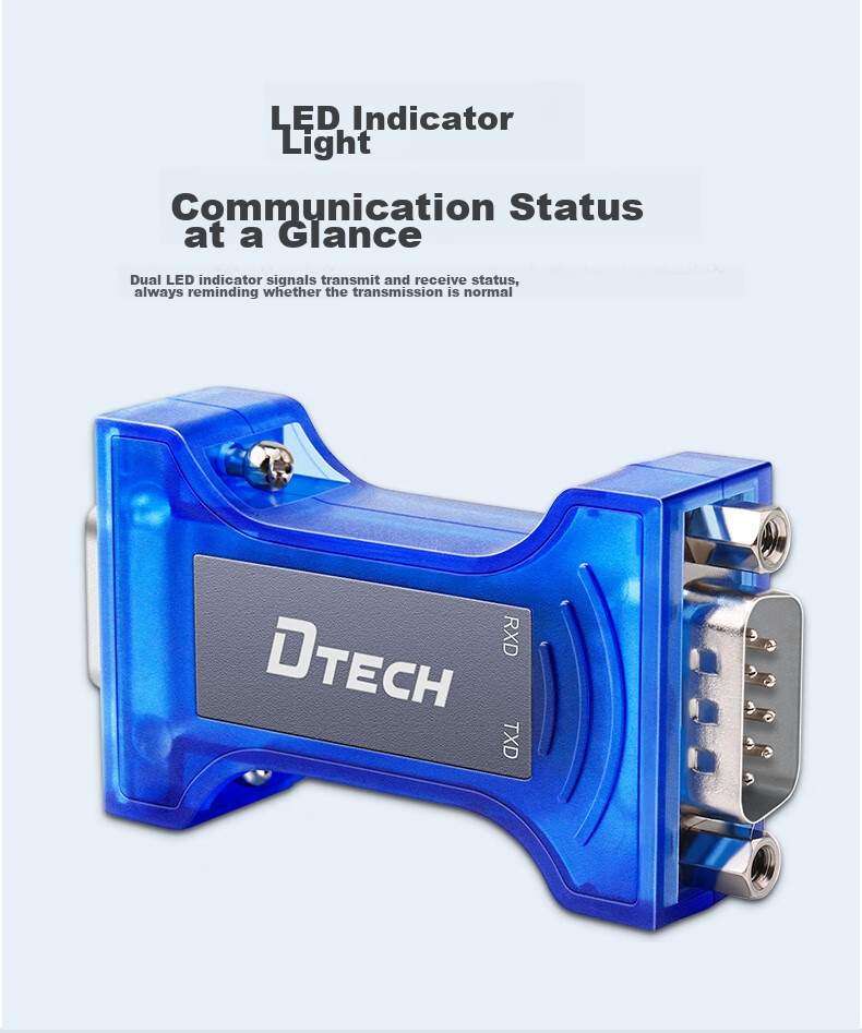 DTECH Passive RS232 to RS485 Converter, Optical Isolation Type, with Indicator Light, Industrial Grade, 9-Pin Serial Bidirectional Communication Protocol, Lightning Protection Converter, DT-9015 7