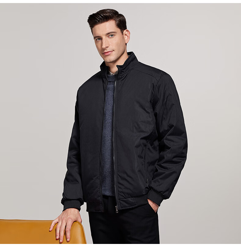 ROMON Men's Autumn Winter Business Casual Executive Cotton Padded Jacket Coat 36JM Black XL 15