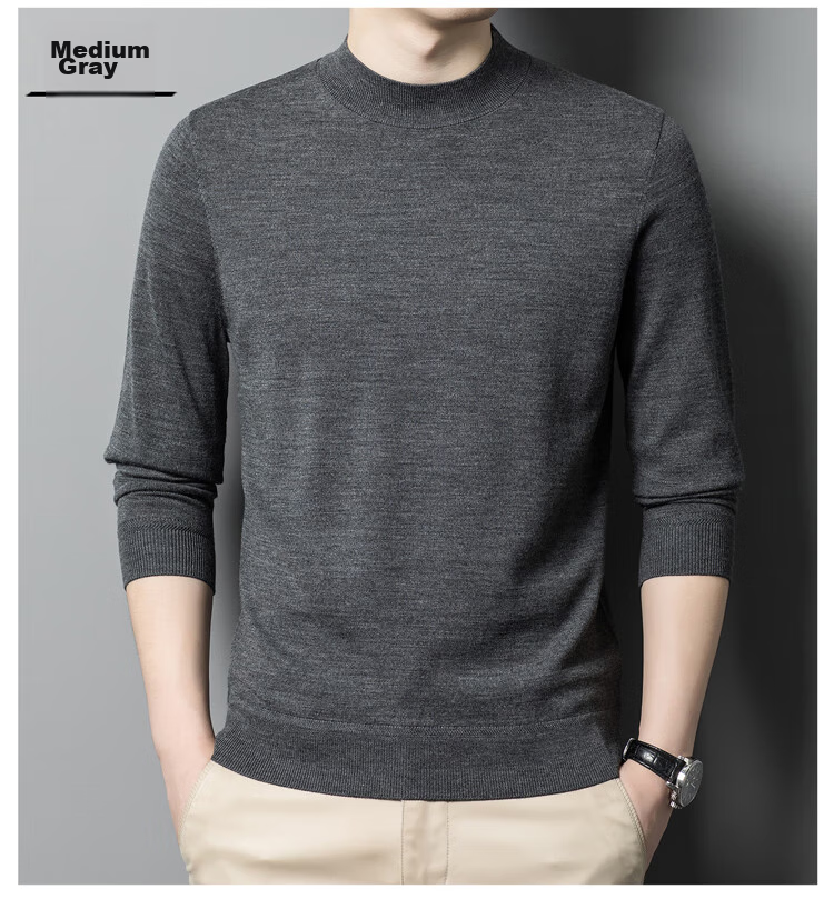 Hengyuanxiang 100% Wool Sweater for Men, Fine-Spun Machine Washable Pullover Turtleneck Base Layer, Pickled Green, 2XL (185) 25