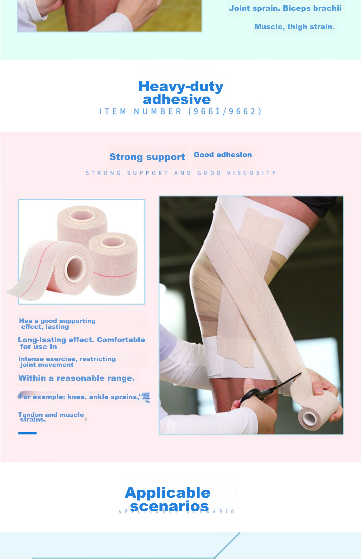 AQ Self-Adhesive Elastic White Tape for Sports Injury Protection, Easy-To Serrated Bandage for Finger Fixation, 9622S 13