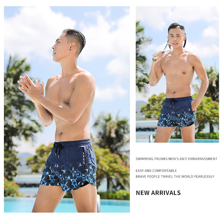 F.DYRAA Men's Swim Trunks, Boxer Style, Anti-Embarrassment, for Hot Springs And Beach, Youth Swimming Trunks, Three-Piece Set, 20275 Gray, 3XL 13