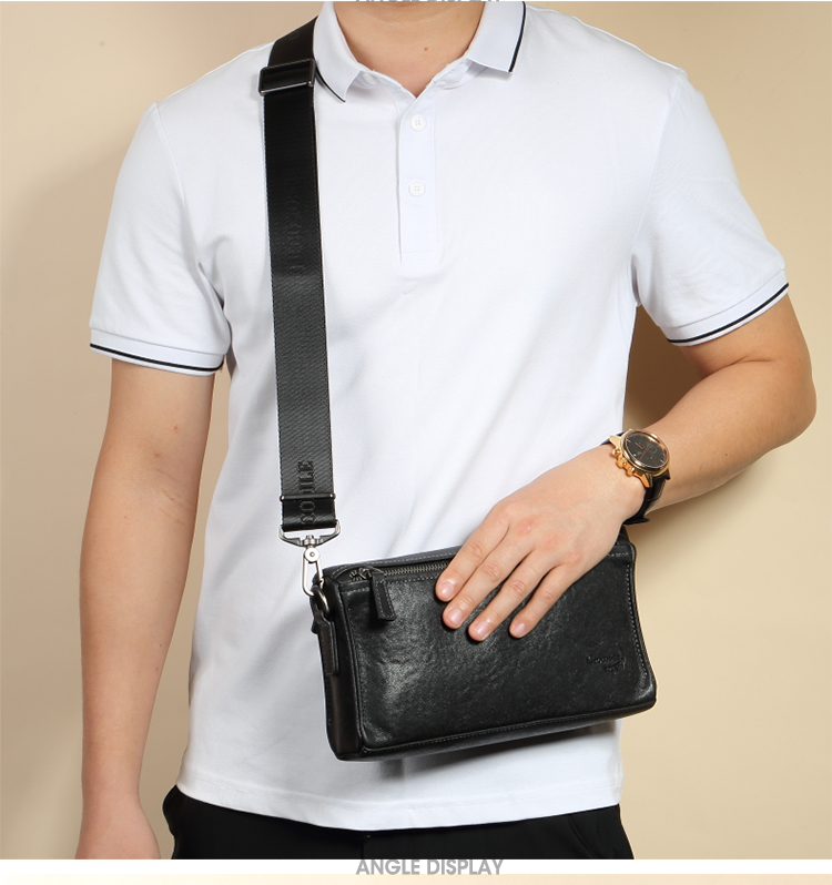 CROCODILE Men's Handbag, Top-Grain Leather Messenger Bag, Trendy Retro Horizontal Crossbody Bag, Birthday Gift for Boyfriend, 1363 5