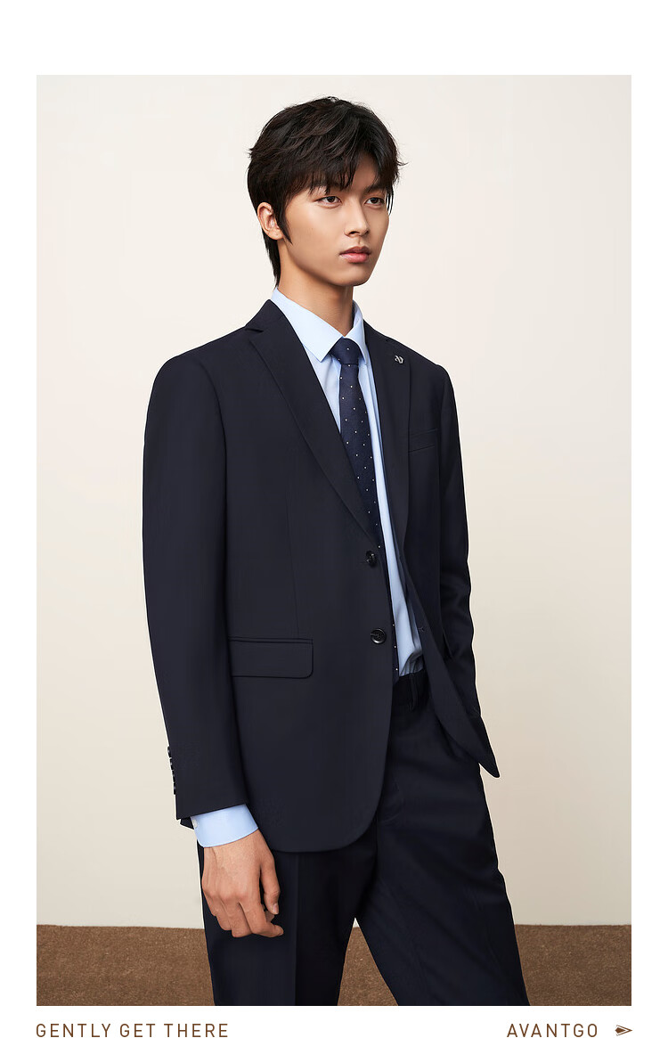 HLA Men's Suit Set, Spring And Autumn Light Business Classic Series Suit Set for Men, Navy Blue 180/96A(50A) 13