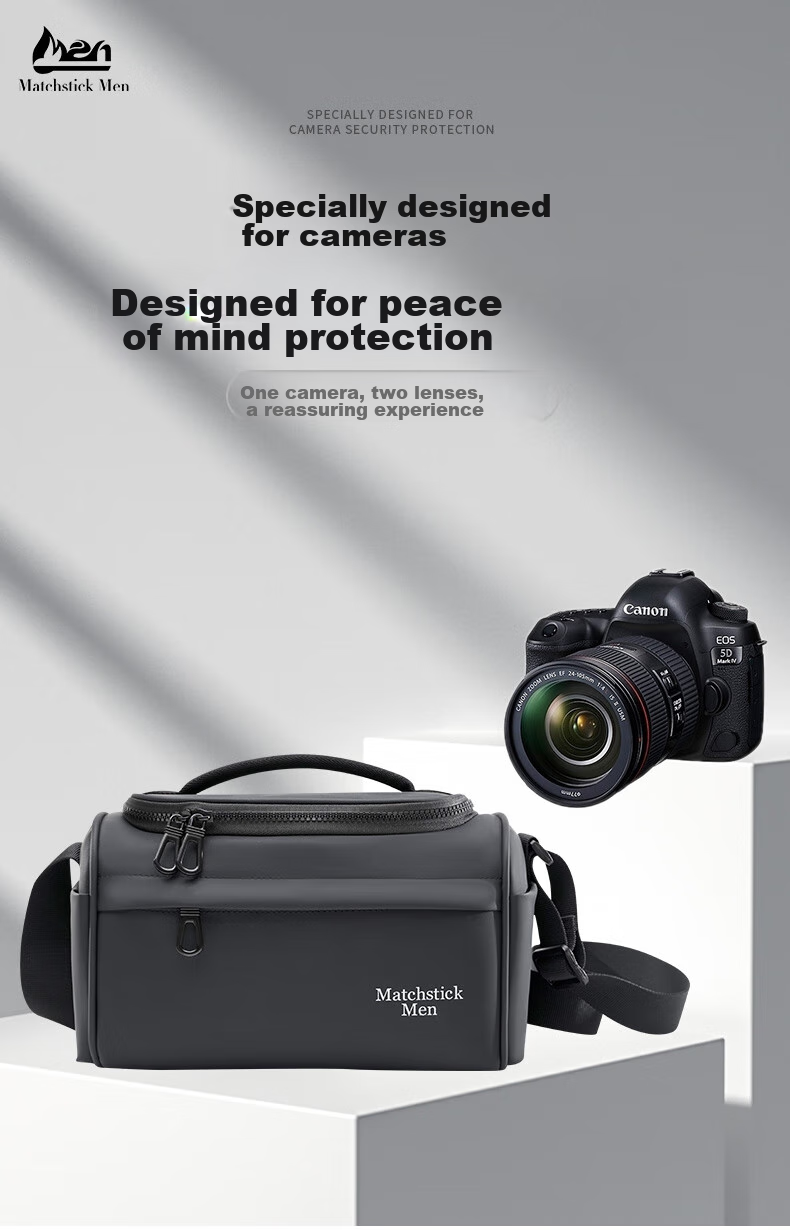 Matchstick Men FC-8811 Shoulder Digital Camera Bag DSLR Bag with One Camera And Two Lenses (Black) 1