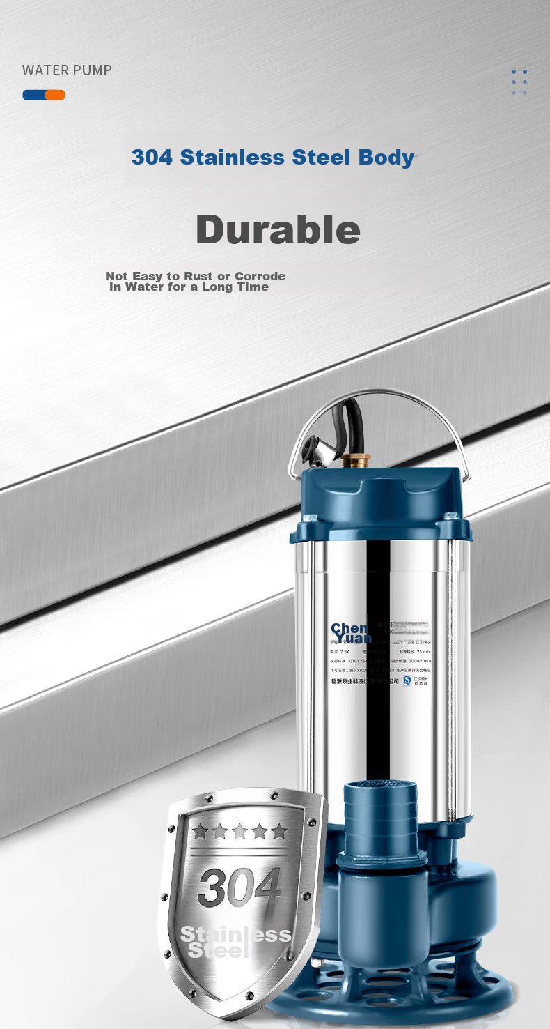 CHENYUAN Submersible Pump, 220V Household And Well Use, Stainless Steel Float Ball Sewage Pump, Automatic Agricultural Drainage Water Pump, Irrigation Pump 7