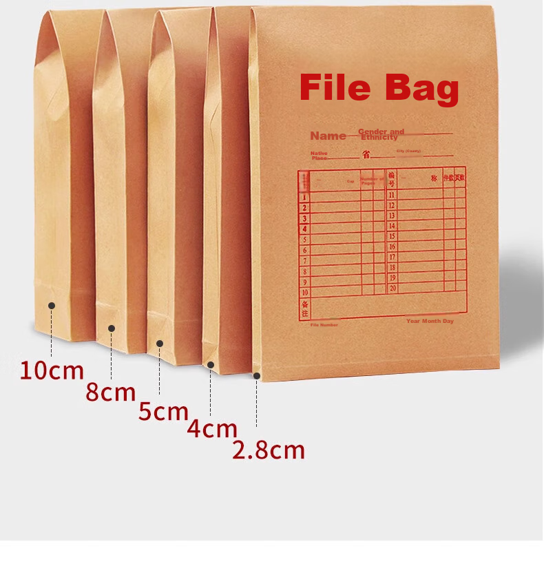 Yuzijian 10 A4 Side Width 2.8cm Mixed Pulp Thick Kraft Paper File Folders 250g, Corporate School Document Storage Bags, Protective Covers for Bids Contracts Invoices, 2308 7
