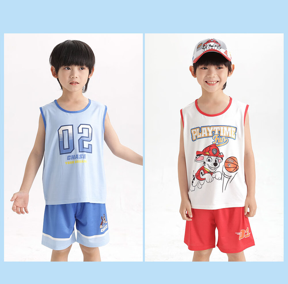 PAW PATROL Class A Children's Quick-Dry Vest Set, Boys' Shorts, Sports Summer Student Cartoon Children's Clothing PA1744A 100 17
