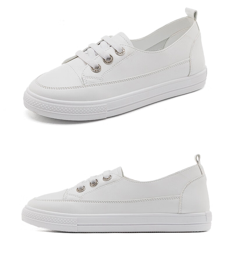 Huili Women's Shoes Spring And Summer White Sneakers Versatile Casual Flat Shoes Slip-On Breathable Soft-Soled Shoes White Size 36 15