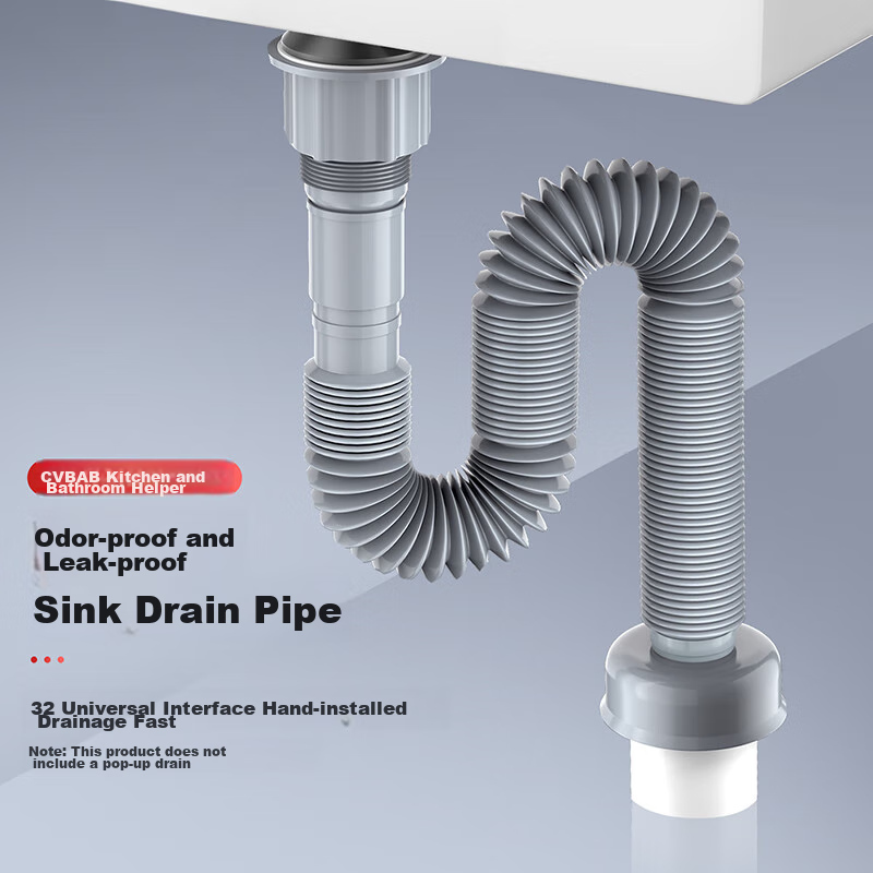 CVBAB Sink Drain Pipe, Washbasin Anti-Odor Drain Pipe, Anti-Odor Sealing Ring Drainage Pipe, Drainage Flexible Hose CV386