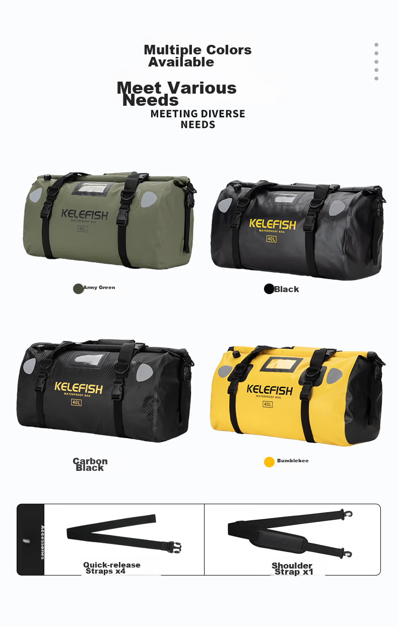 KELEFISH Motorcycle Tail Bag Waterproof Travel Saddle Bag Riding Rear Seat Bag Sand Yellow - Updated Version 66L 3