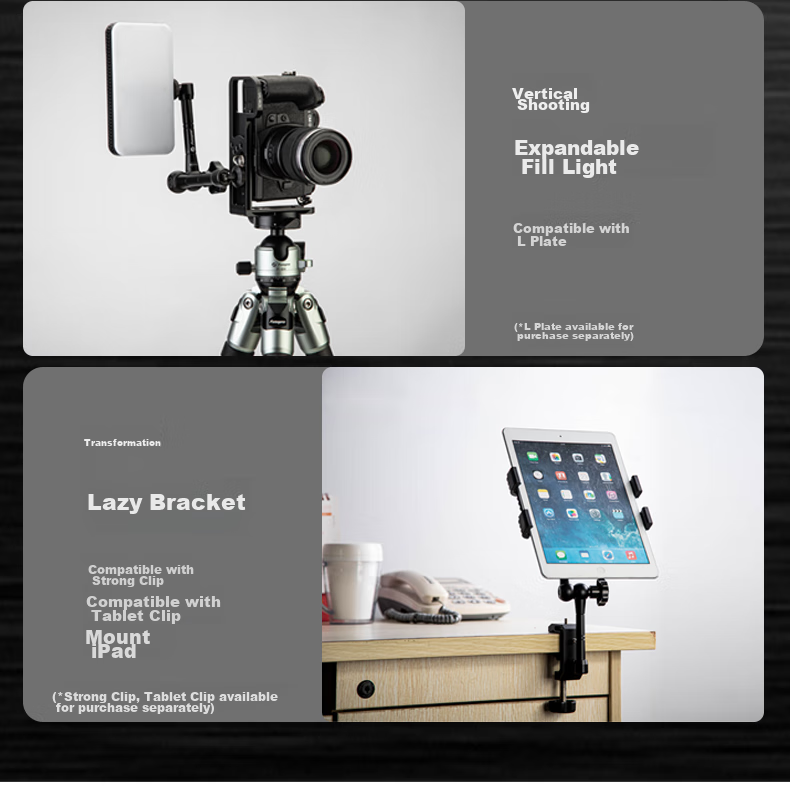 Fotopro, 11-Inch Universal Magic Arm Tripod Head, Camera And Smartphone Adapter Swivel Arm Stand 12