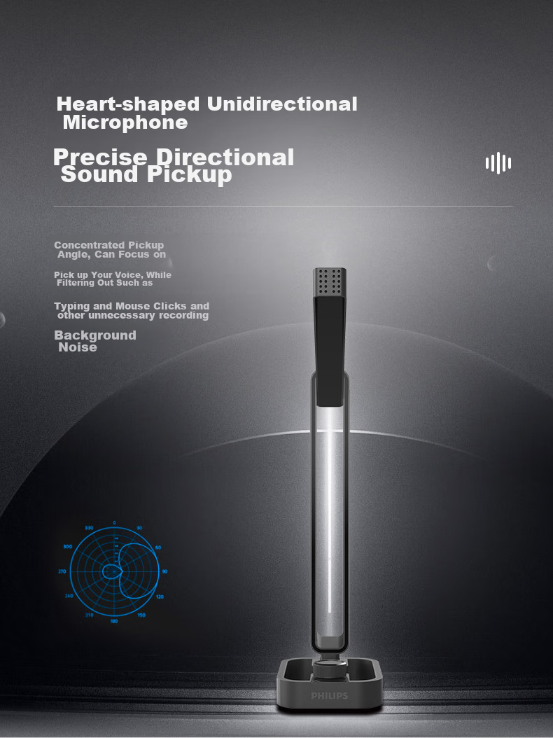 PHILIPS Computer Microphone, Multi-Purpose Wired Mic for Online Classes And Meetings, Gaming Intercom Headset, High Sensitivity with Noise Cancellation, Foldable, 3.5mm Compatible with SHM1008 2