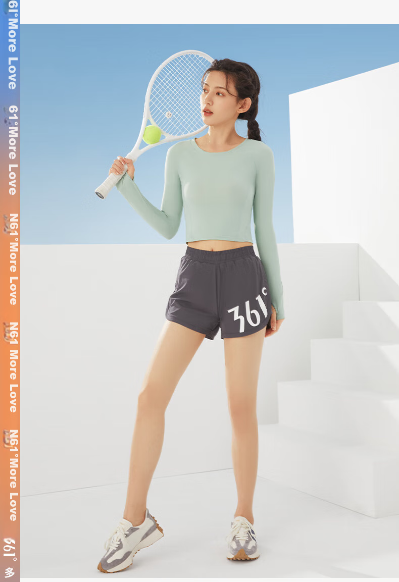 361° Sports Fitness Yoga Shorts, Summer Lightweight, Anti-Exposure, Fake Two-Piece Design, Running Sports Outer Wear, Breathable Shorts 25