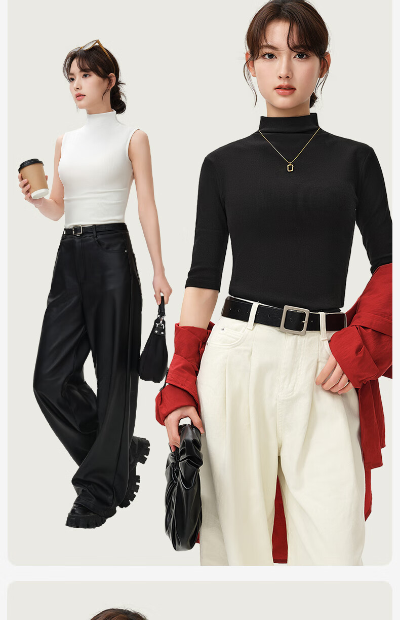 Jianyun Modal Cotton Turtleneck Base Layer, Women's Thin Inner Wear, Slim-Fit Short-Sleeve Undershirt, Can Be Worn As Outerwear, Five-Point Short-Sleeve Base Top 25