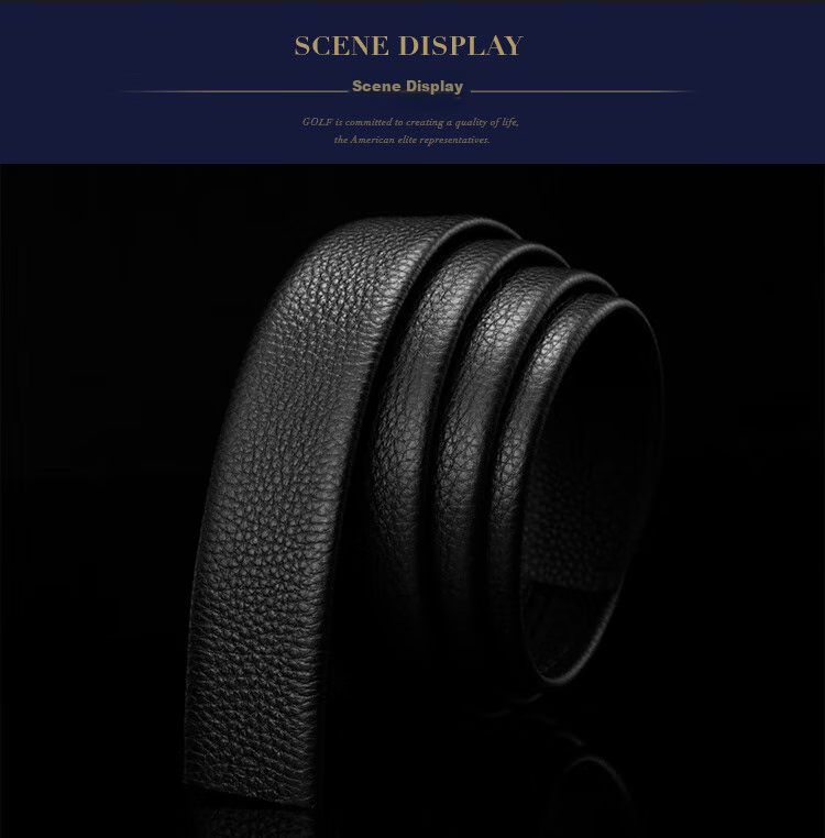 GOLF Men's Double-Sided Top-Grain Leather Belt, No Buckle Belt, Automatic Buckle Waist Belt, Buckleless Trouser Belt 10
