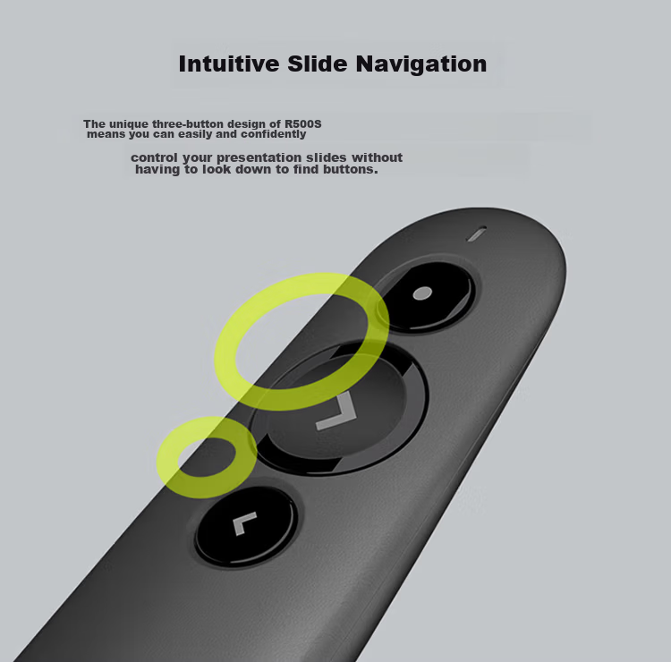 Logitech R500 Enterprise-Grade Upgraded Version R500S Laser Pointer PPT Presenter, Compatible with Enterprise Office, Mac, iOS (Random Delivery), Black 3