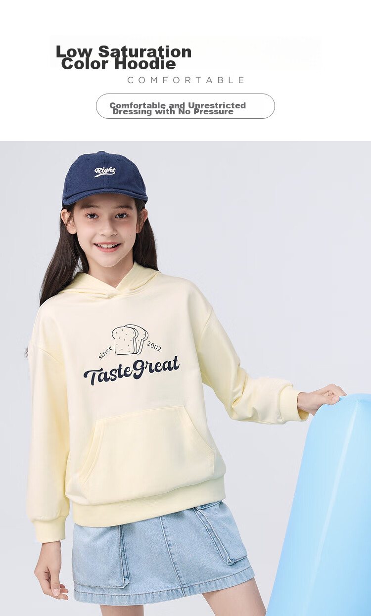 BALABALA Girls' Sweatshirt Spring 2024 Collection, Hooded Top for Older Children, Long-Sleeve Fashion Simple Trendy Style 208124121003 1