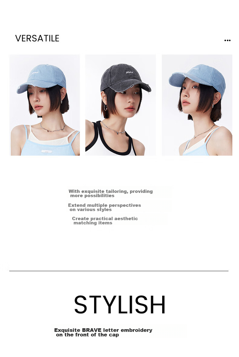 FANCET Baseball Cap for Women, Face-Slimming Sports Cap, Washed Distressed Hat with Soft Top, Pure Cotton Wide Brim Deep Duck Tongue Cap 4