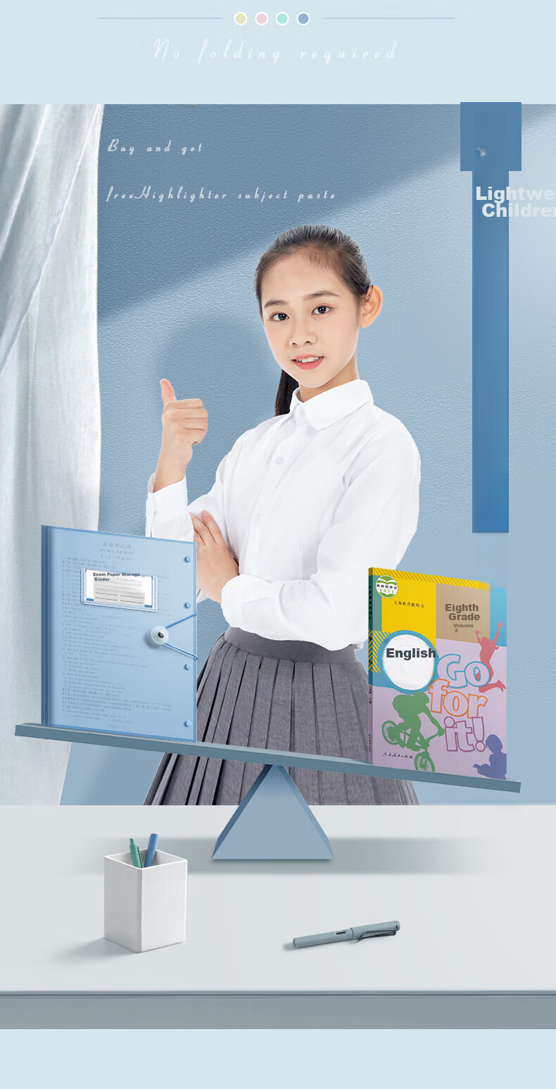 Jinzhi A3 Exam Paper Folder with 60 Pages, Large Capacity to Hold 120 Sheets of Student Exams, PP Material, Includes Subject Stickers, Taro Pink Color, for Exam Season Paper Organizatio 5
