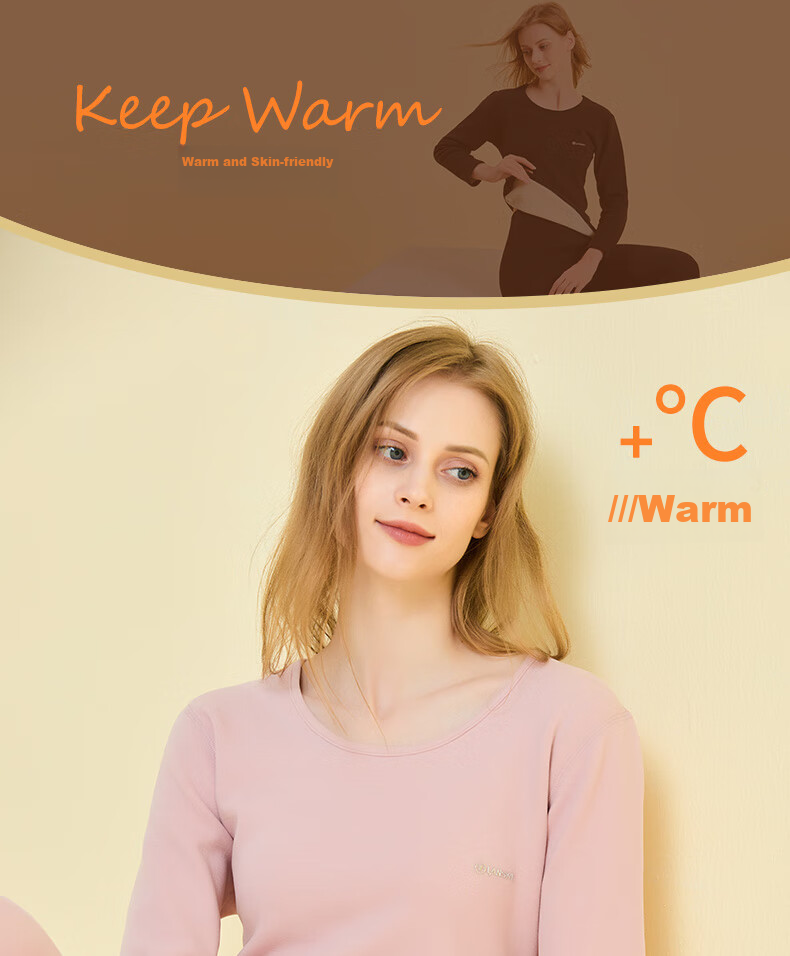 LangSha Women's Thermal Underwear, Fleece-Lined And Thickened, Autumn And Winter Base Layer, Cotton Sweater, Slim-Fit Top And Bottom Set 2
