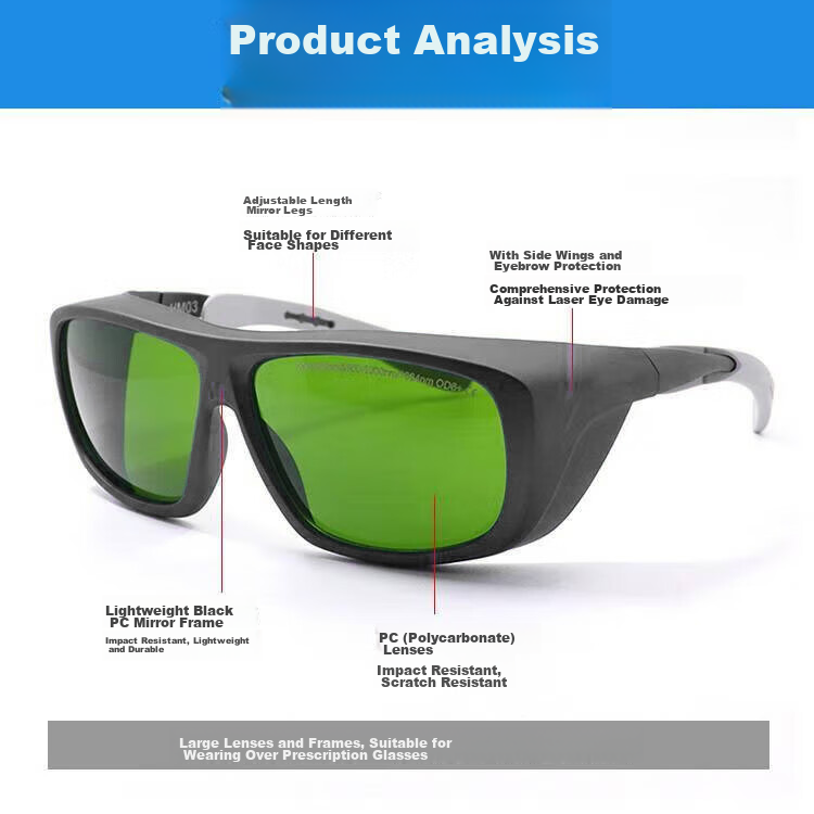 Beifute Laser Protective Goggles for Visible Light, Industrial Strong Light, Fiber Laser Marking Machine, Welding, Rust Removal, Beauty Use, Red Green Blue Purple Laser Pen Protection, Laser Shooting Goggles 200-700NM 4
