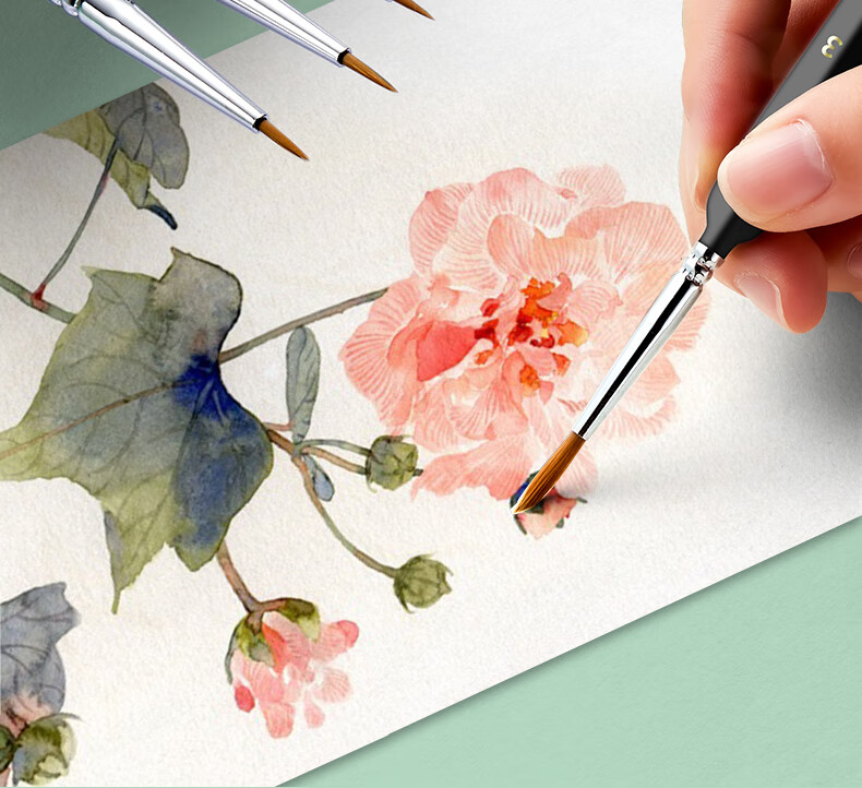 [Lowest Price Online, Real Bargain Live Stream] Liupintang Wolf Hair Ultra-Fine Line Drawing Pen Set with Soft Tip for Painting Acrylic Oil Chinese Watercolor Gouache Calligraphy Brush Fine Line Art Supplies for Students' Detailed Work And Outline Drawing, Black, 10 Pieces 11