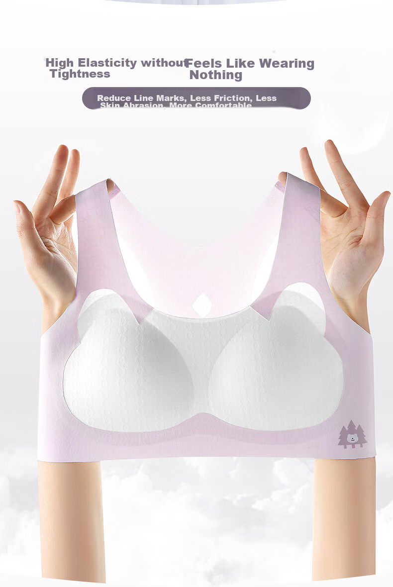 Ailier&ouluola High School Student Underwear for Ages 15-18, Middle School Girls' Vest Bra, Three-Stage Developmental Period, Girls' Bra 6265 Pink 85A 4