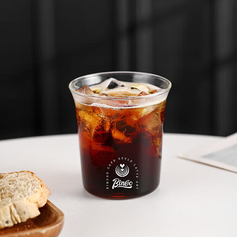 Bincoo Glass Cup Coffee Mug Simple Wide-Mouth Cold Brew Ice Americano Latte Cup Beer Mug Transparent Water Cup Tea Cup