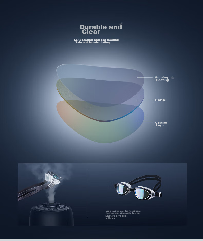 BALNEAIRE Waterproof Anti-Fog Protective Goggles, High Definition, for Men And Women, Non-Prescription, Professional, Blue And Red 18