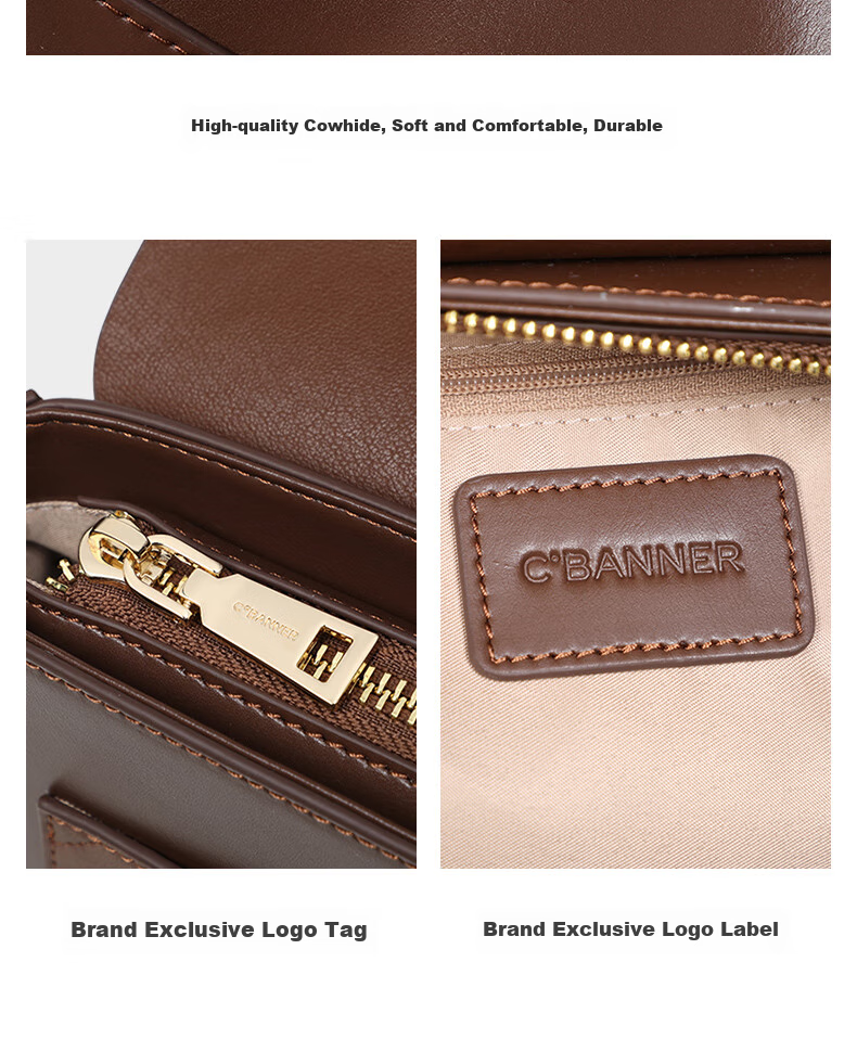 C.BANNER Leather Handbag, Women's Crossbody Bag, Light Luxury Shoulder Bag, Versatile Commuter Bag, Brand Birthday Gift for Girlfriend on May 20 9