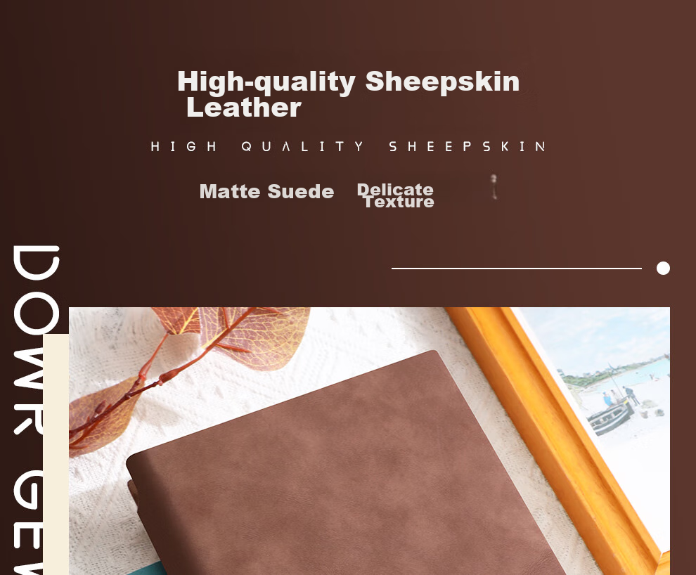 Faramon Notebook, Vintage Sheepskin Leather, A5 Size, Thickened, 360 Pages, Journal with Pen Insertion, Work Meeting Record Book, Business Office Diary, A5 Brown - Have Ambition And Achieve Greatness 2