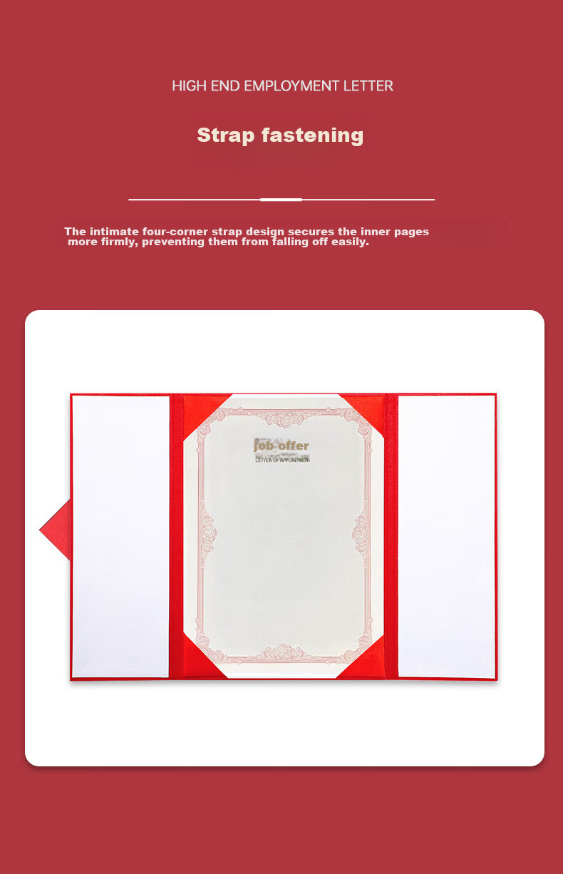 Befon A4 High-Quality Honor Appointment Letter Cover, Tri-Fold Vertical Appointment Certificate, with 2 Printable Inner Pages Included, Single Book Pack, Red 7335 6