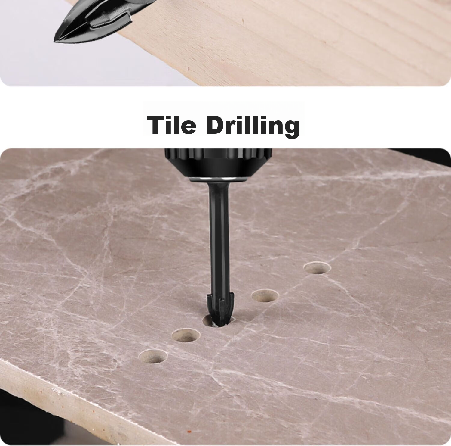 GREENER Ceramic Tile Cross Drill Bit, High Hardness Four-Blade Impact King Drill, for Drilling Holes in Concrete And Glass, Specialized for Rapid Chip Removal 9